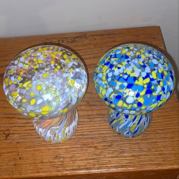 Murano Glass Mushrooms Set of 3 Vintage Hand Blown Made in Italy - Picture 3 of 11